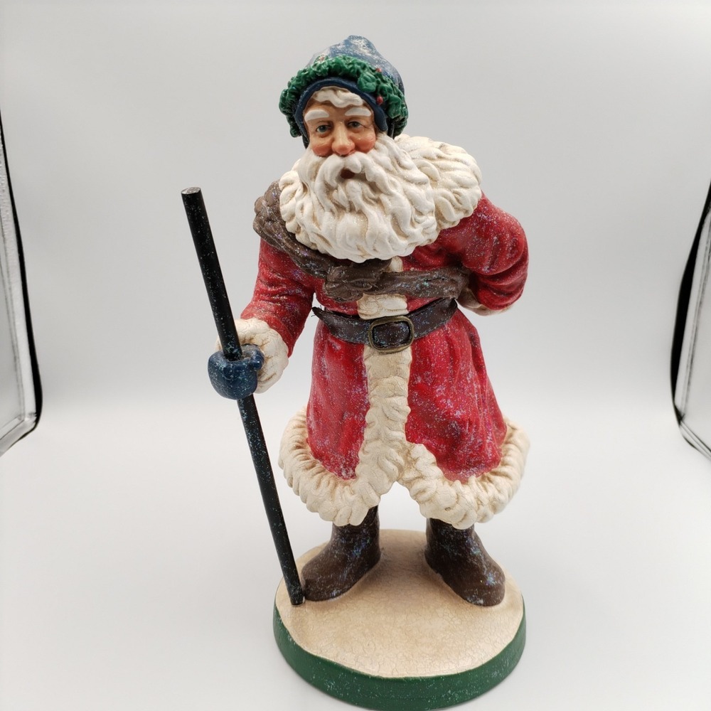 Vintage Dept 56 Santa Claus Holding Staff & Sack Figurine Model 56.47437 Glitter